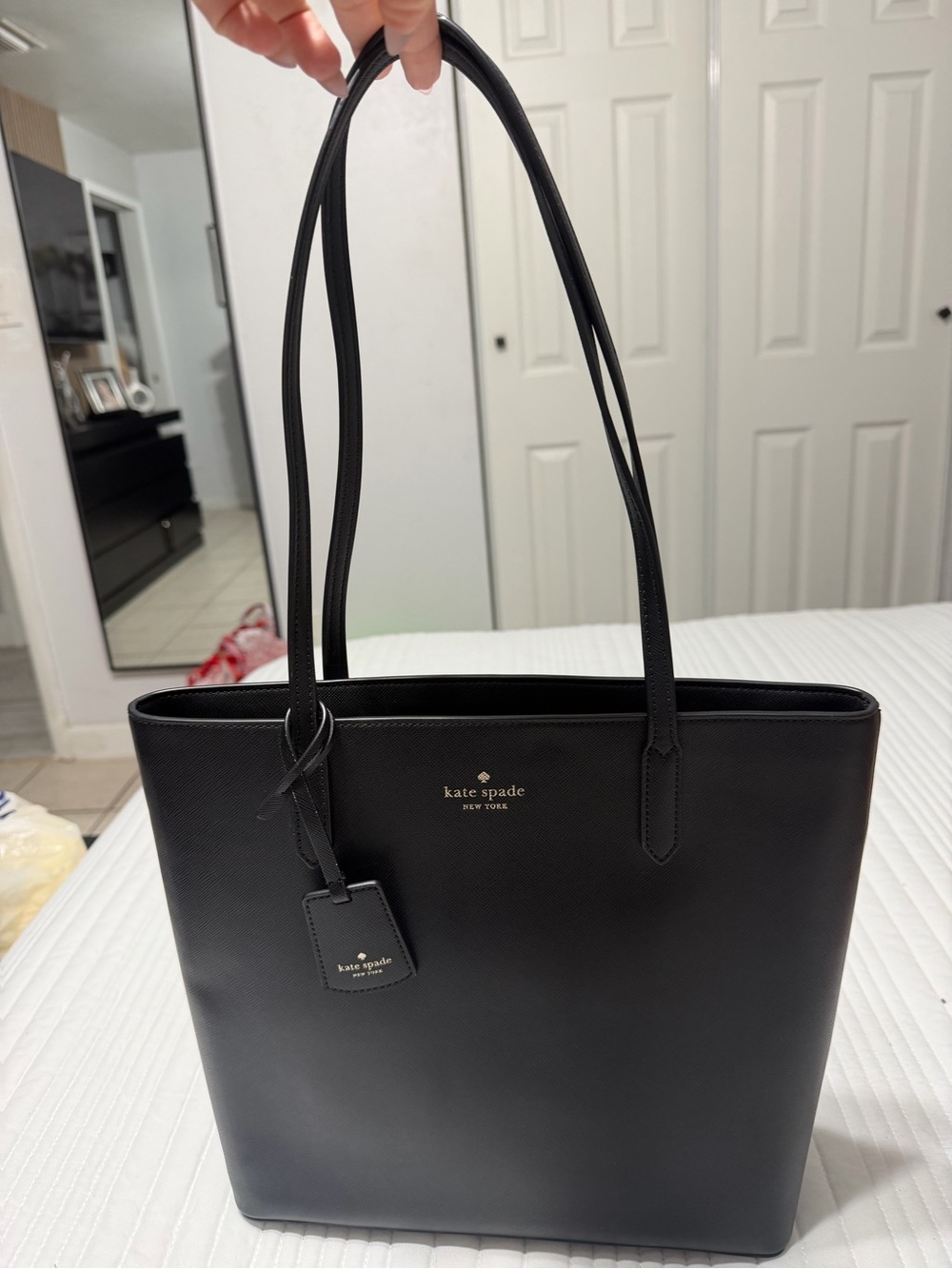 kate spade Black Leather Double-Handle Tote